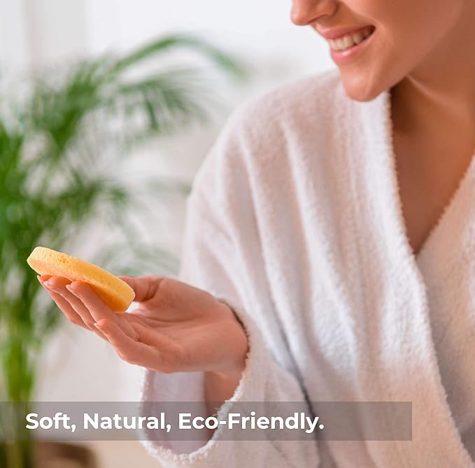 Facial Sponges - 50 Count Compressed Cellulose Face Cleansing and Exfoliating Sponges, Reusable Makeup Mask Remover, Round Face Cleaning Sponge Pads