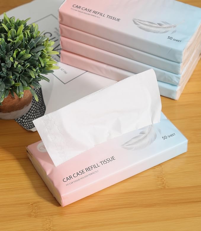 Car Tissue Refills Facial Tissues Refills for Car Visor Tissue Holder, Travel Tissue Tubes Box Container Perfect Fit Car Cup Holders