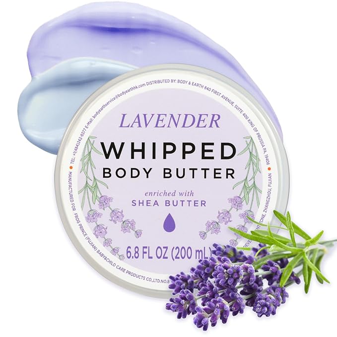 Princess Belle Lavender Whipped Body Butter, Whipped Shea Butter, Body Moisturizer for Dry Skin, Smell Good, Leaves Skin Feeling Moisturized and Soft-200ml(6.8 floz)