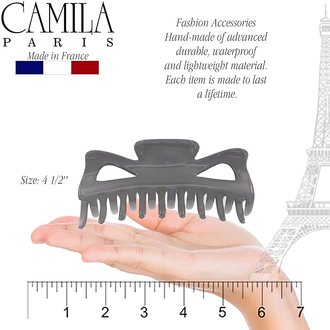 Camila Paris CP3505 French Large Hair Clips for Women Thick Hair for Long Curly Wavy Hair, Girls Hair Claw Clip, Durable Styling Big Claw Clip for Thick Hair, Strong Hold No Slip Grip, Made in France