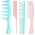 SALONSILK Dopamine Colorful 4PCS Professional Comb Set, Wide Tooth Rat Tail Fine Tooth Hair Combs, Braiding Cutting Barber Styling Curly Parting Set for Men and Women