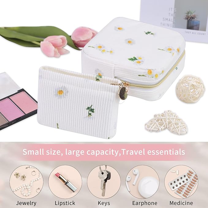 2-Pack Period Bag for Women Girls, Portable Corduroy Sanitary Napkin Storage Bag Period Pouch Small Discreet Menstrual Pouch, Sanitary Pads Period Kits Tampons Holder for First Period