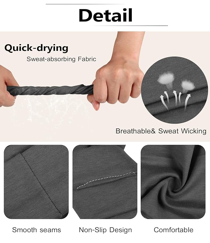 Headbands for Women, 8pcs Stretchy Non Slip Soft Cotton Cloth Hair Bands for Sports, Workout, Yoga and Running