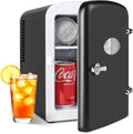 YSSOA 4L/6 Can Portable Mini Fridge with Observation Window, Compact Cooler & Warmer Freon-Free Small Refrigerator, for Skincare, Beverage, Food, Cosmetics, Black