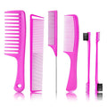 SALONSILK 6PCS Professional Comb Set, Edge Brush Wide Tooth Rat Tail Fine Tooth Hair Combs for Women&Men, Braiding Cutting Barber Styling Curly Parting Set for Curls, Natural Black Hair