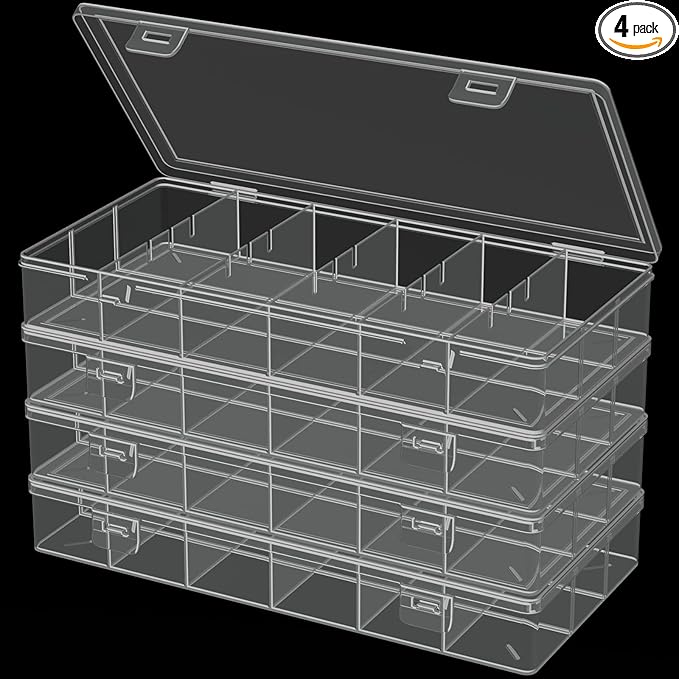 clear visible plastic storage box cosmetic tools storage box makeup tools fishing tackle accessory box organizer jewelry screws hardware accessories organizer box (4Pack)