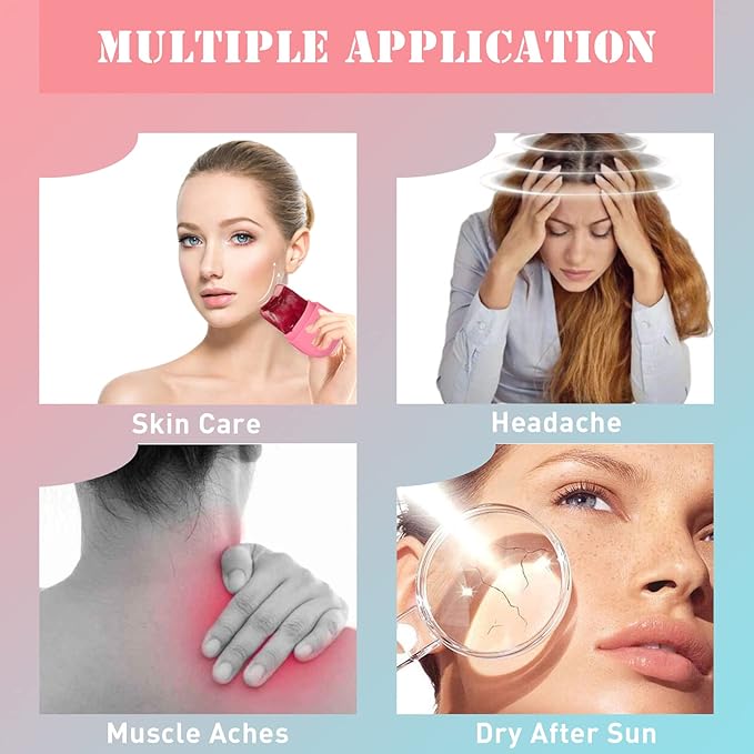 Ice Roller and Gua Sha Set for Face, Eyes and Neck - Skin Care Beauty Tools to Brighten Skin and Enhance Natural Glow (Pink)