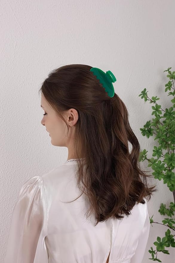 Durable Acetate Hair Clips - 4-Inch Green Claw Clips for Fine and Thick Hair (Green)