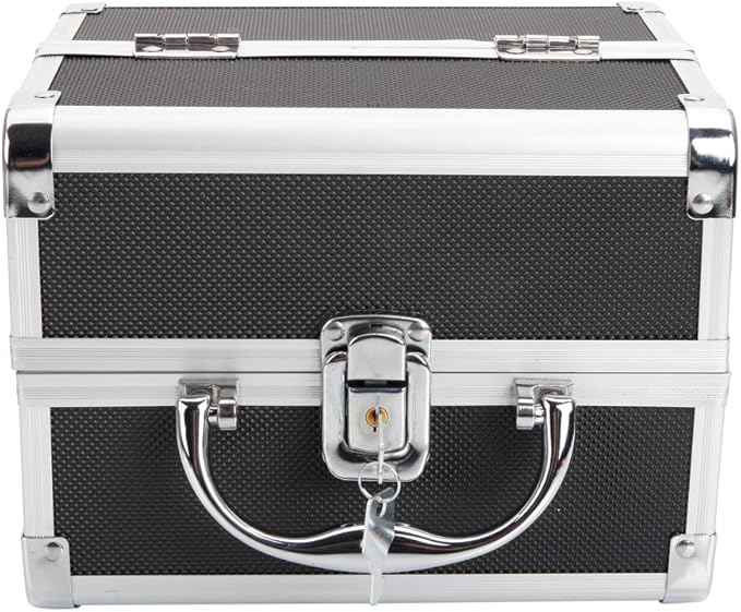 Makeup Train Case, Makeup Case Organizer with Mirror, Portable Cosmetic Box Storage with 2 Trays, Make Up Travel Case for Nail Kits Cosmetics Craft Traveling, Gifts for Women and Girls (Black)