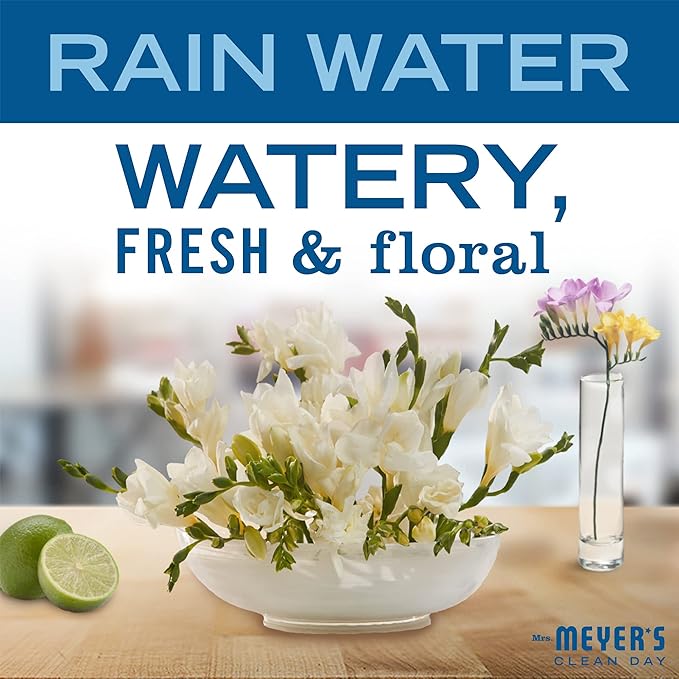 MRS. MEYER'S CLEAN DAY Foaming Hand Soap Dispenser & Concentrate Starter Kit,1 Glass Dispenser (10 Fl. Oz.) & 2 Concentrated Refills (2 Fl.Oz. each),Rain Water, Makes 20 Fl. Oz. of Foaming Soap Total