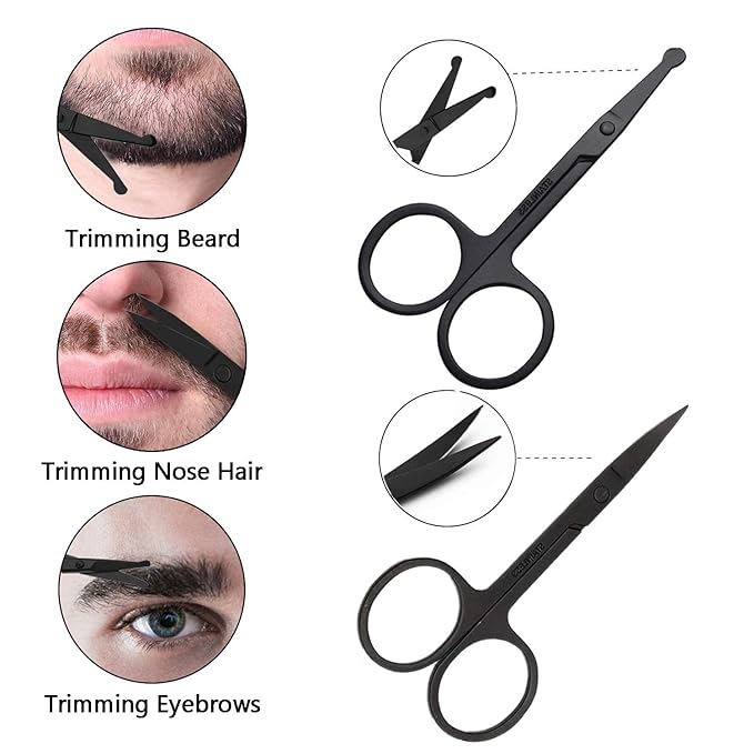 Beard Shaper, Beard Shaping Tools, Include Beard Template Guide, Professional Straight Edge Razor, 10 Count of Double Edge Blade, Barber Pencil, Beard Comb, 2 Stainless Steel Scissors