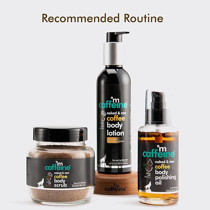 mCaffeine Coffee Body Polishing Oil (100ml) for Reducing Stretch Marks and Cellulite | With Olive and Vitamin E for a Soft and Moisturized Skin | Natural and Vegan for Daily-Use