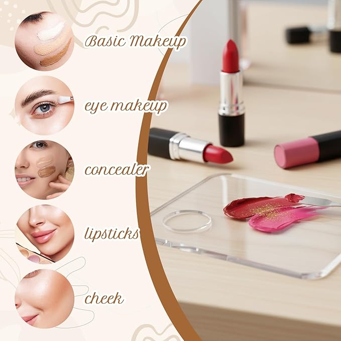 5 Pcs Acrylic Makeup Mixing Tray Paint Pallet 3.9x3.1 Inch Cosmetic Makeup Palette Mixing Palette with Thumb Hole Liquid Foundation Mixings Palettes for Cosmetic Painting Art Oil Painting Craft