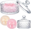 Tioncy 3 Pcs Large Body Powder Puff and Container Valentine's Day gift Powder Container with Puff Crystal Case Soft Washable Reusable Velour Face Body Glitter Wet Dry Makeup(Diamond,Clear)