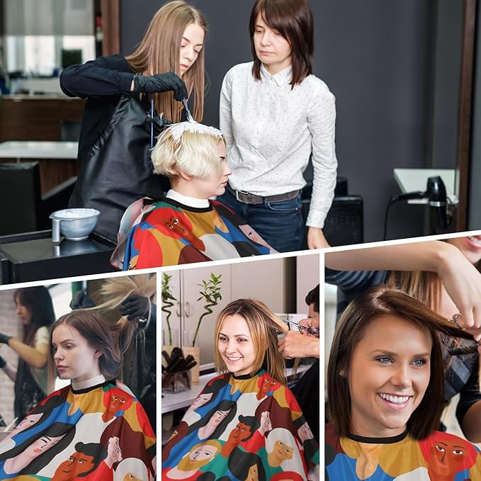 Professional Hair Cutting Cape with Neck Duster Brush, Waterproof Salon Barber Cape with Snaps, Barber Accessories