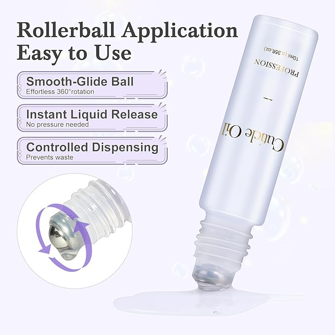 JIASHENG Cuticle Oil, Scented Roll on Cuticle Nail Oil for Nails, Hydrates, Moisturizes, Strengthens, Repairs, Revitalizing for Nails Damage Dry Cuticles, Rose & Lavender, 20 ml