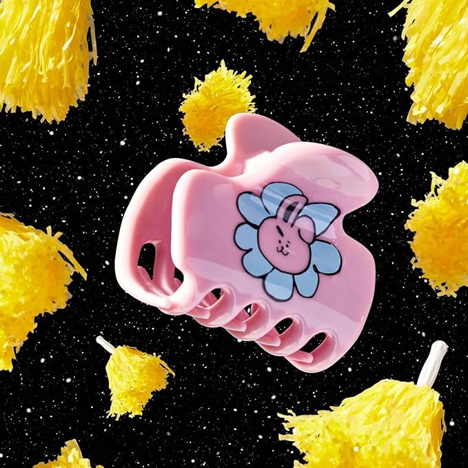 Kitsch BT21 Recycled Plastic Puffy Medium Hair Clips for Women, Medium Claw Clip for Thin & Thick Hair | Ideal Gifts for Women - COOKY, 1pc