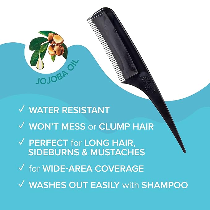 RED by Kiss Quick Cover Root Touch Up Comb Type Water-Resistant Temporary Gray Concealer Cover Up Brush for Hair and Beard (Black)
