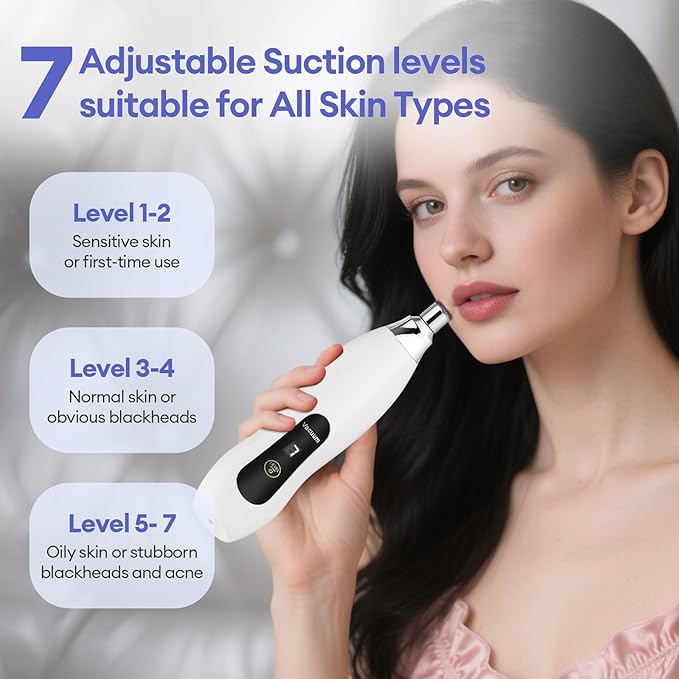Diamond Microdermabrasion Machine, 7 Suction Modes Professional Microdermabrasion Machine, 60KPg Blackhead Remover Portable Microdermabrasion Device for Personal Home Travel Use