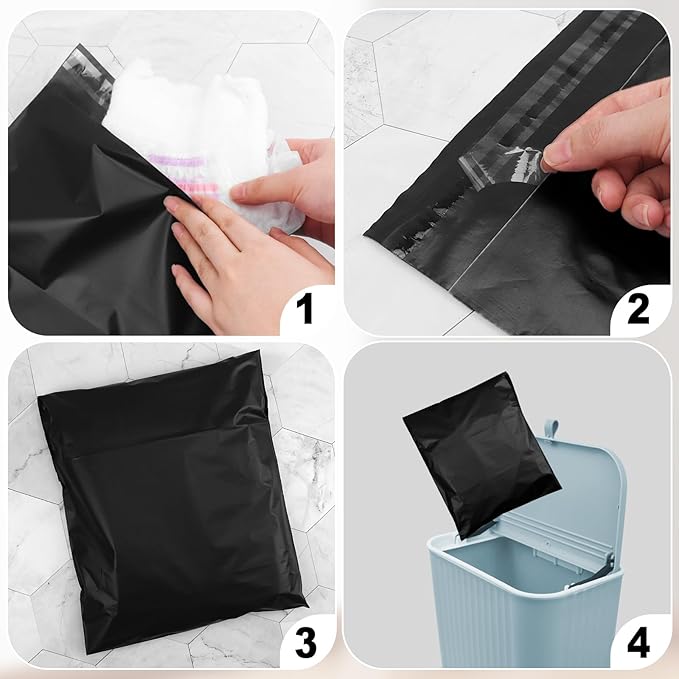 Incontinence Pad Disposal Bags pack of 200,Black Adult Diaper Disposal Bags 9.84 x 13.78inches Opaque Disposable Incontinence Bags for Incontinence Underwear,Adult Diapers(with 2pcs Storage Bag)