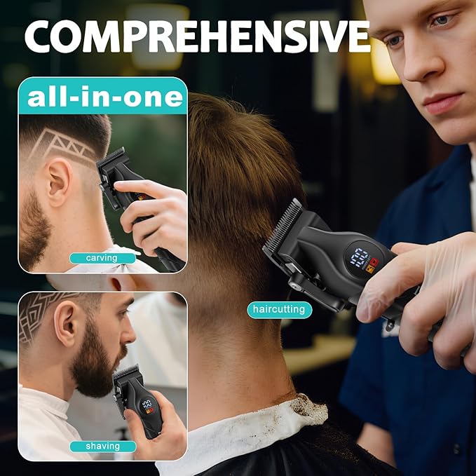 Hair Clippers for Men Professional - Barber Clippers for Hair Cutting & Grooming Rechargeable Beard Trimmer