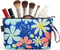 Gloppie Makeup Bag for Women Small Bag for Purse Tiny Travel Cosmetic Bag Zipper Makeup Pouch Klein Blue Flower
