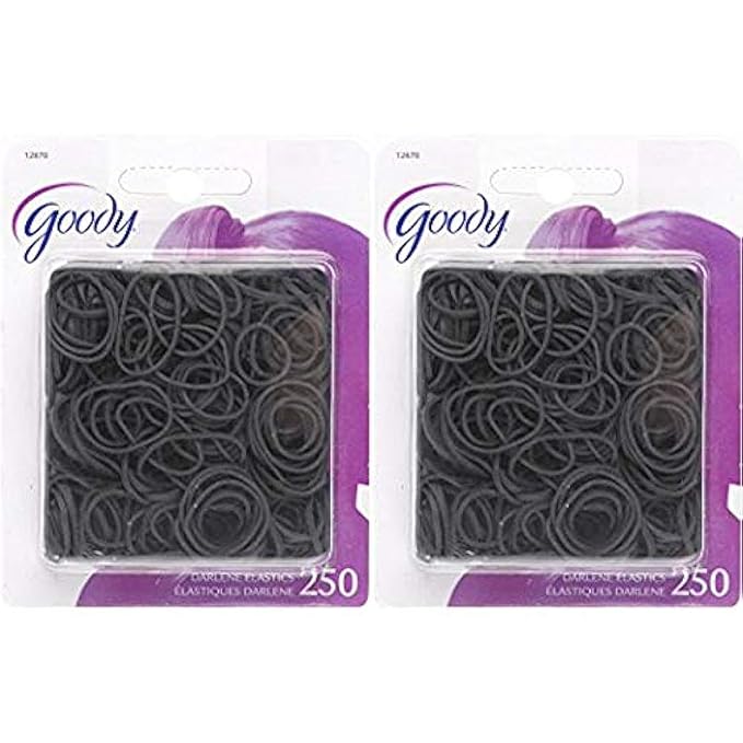 Goody Classics Girls Rubberband, Black, 250 Count (Pack of 2)