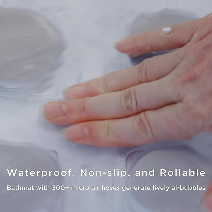 Wellcare Comfort Air Bubble Bath Spa Mat for Smooth Tub, Water Proof Bath Light,TPE Pillow, Aroma Clip, Remote, for Mom, Kids Adults, Calm, Relax, Heal, Sleep, Stress Relief, Energy, Gift, AC Powered