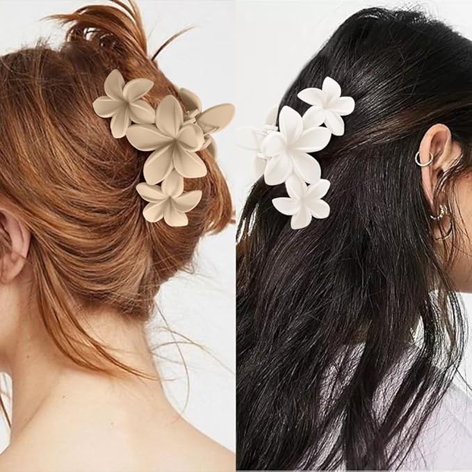 Ahoney 6PCS Flower Hair Clips for Women Strong Hold Nonslip, Big Flower Claw Clip for Thick Hair, Hawaiian Hibiscus Cute Hair Clips Beach Hair Accessories for Women Girls 09