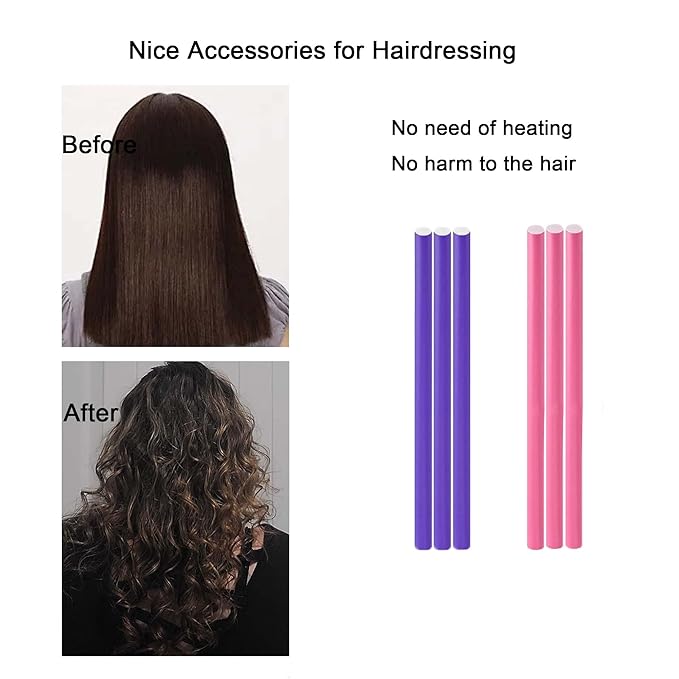 38Pcs Bendable Hair Curlers with Steel Pintail Comb - Foam Twist Rollers for Heatless Curls on All Hair Lengths