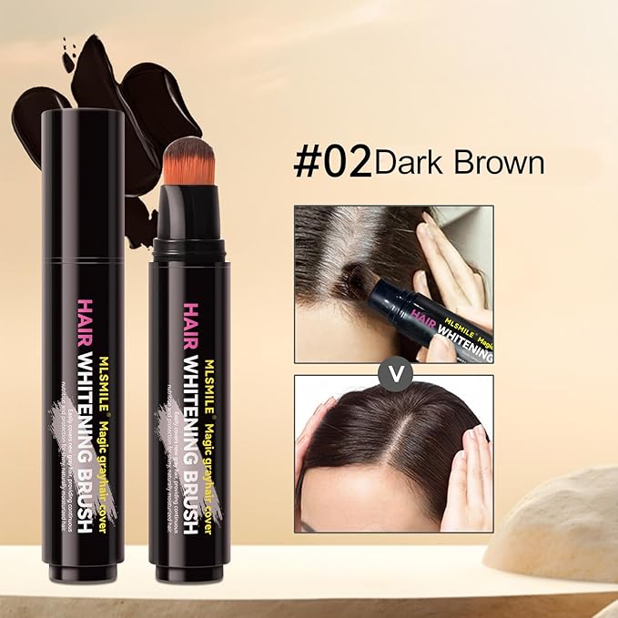 Hair Dye Comb Color Stick with Brush - Root Touch Up Set, Instant Gray Hair Coverage, Cover Hairline Precisely & Naturally, Portable Grey Hair Concealer for Men Women, Sweatproof - Dark Brown