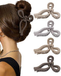 4 PCS Bow Hair Clips for Women Bow Claw Clip 5" Extra Large Hair Claw Clips for Thick and Long Hair Cute Bows Big Clip