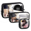 Clear TSA Approved Toiletry Bag Set - 3 Pack (Large, Small and Mini) Clear Cosmetic Bag with Zipper, Quart Size Travel Essentials Organizer Perfect for Carry-On Luggage (TPU-3LSM-Black)