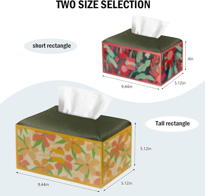 Tissue Box Cover PU Leather Tissue Holder Rectangle Facial Tissue Case Tissue Box Organizer Dispenser for Bathroom, Kitchen, Home, Office, Tabletop (OliveGreen, Tall)