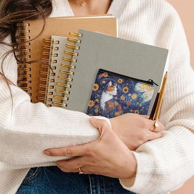 Cat Floral Print Sanitary Napkin Storage Bags Waterproof Period Bags Convenient Storage Organizer for Women