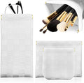 3PCS Small Makeup Bag for Women, Mini Cosmetic Bags Leather Pocket Pouch Purse,Snap Closure Waterproof Portable Bag,Checkered Storage Travel Bag for Lipstick Change Glasses Coin Cards (White)