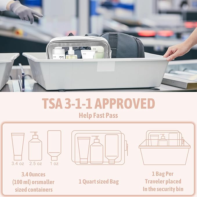 3PCS Clear Toiletry Bag,TSA Approved Travel Makeup Pouch with Zipper for Cosmetics and Toiletries，Diaper Bag Organizer Pouch Set，Women's Purse Organizer and Clear Car Bag