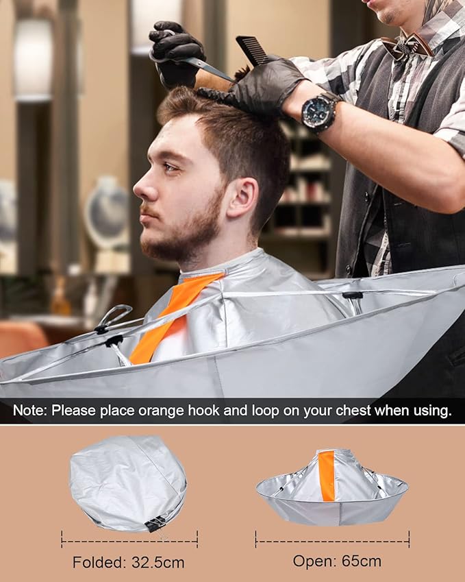 Lictin Hair Cutting Cape - Haircut Cape Umbrella Waterproof Hair Cloak Barber Cape Foldable Hairdressing Umbrella Cape Apron with 1PCS Black Comb