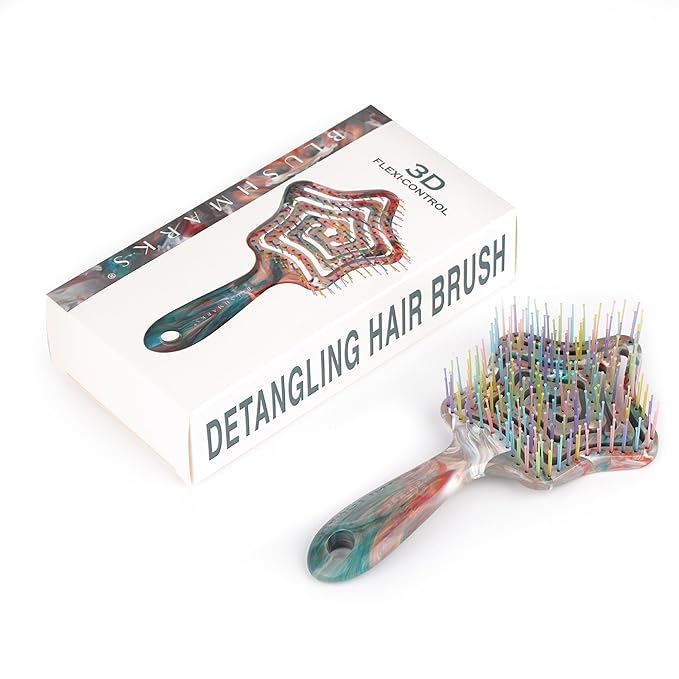Detangling Wet Hair Brush for Thin or Straight Hair, Vented Detangler Hairbrush with Double-Layered Ultra and Soft-Nylon Bristles for Wet or Dry Hair, Gift for Women Girls Kids