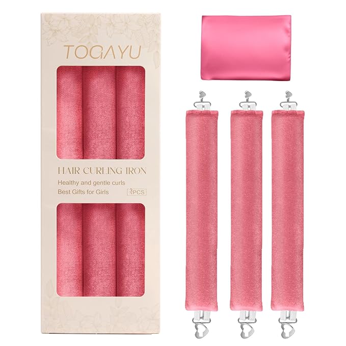 Heatless Curls Overnight Set - Jumbo Overnight Hair Curlers to Sleep In, Soft Velvet Hair Rollers for Women, No Damage Curls Styling Tools 3pcs
