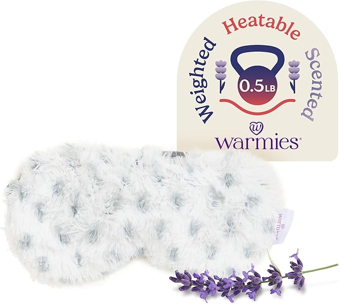 warmies Microwavable Eye Mask for Warmth & Comfort - Heating & Cooling Compress for Calming Relaxation - Weighted & Heated Eye Mask with Scented Lavender for Sleeping - Snowy