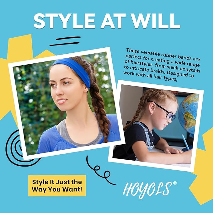 HOYOLS Clear & Black Elastic Hair Ties Rubber Bands Soft Ponytail Holder Mini Plastics Polyband for Women Girls 1500 Pcs Assorted Color Accessories TPU