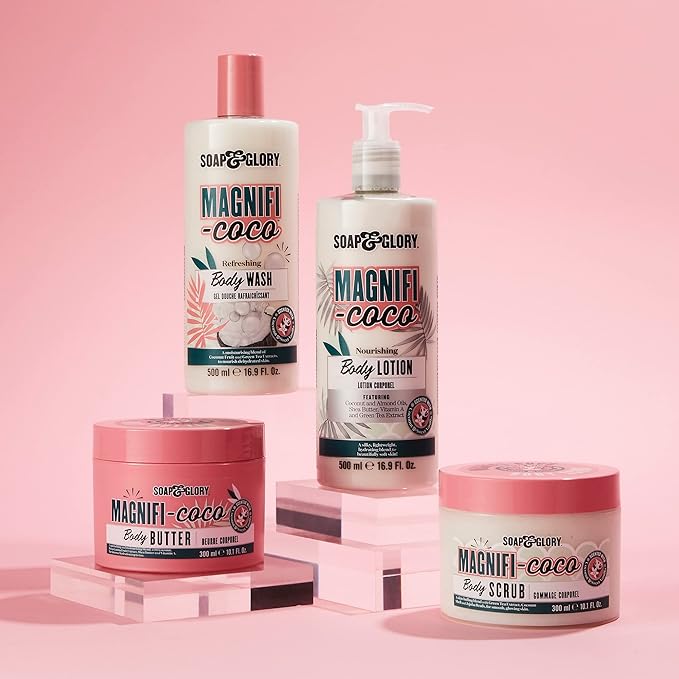 Soap & Glory Magnificoco Buff and Ready Coconut Body Scrub - Smoothing & Buffing Body Scrub - Coconut Scented Body Polish - Brightening with Green Tea Extract (300ml)