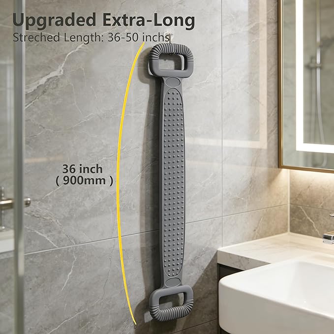 Sofine® 2 Pack Silicone Back Scrubber for Shower,36in Dual-Sided Bath Body Scrubber,Shower Brush Washer Extra Long with Handle,Back Applicator,Exfoliating Back Scrubbers for Use in Shower Men & Women