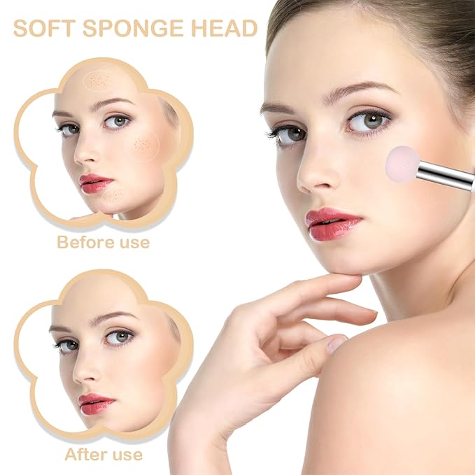 Mushroom Makeup Sponge with Handle Small Concealer Brush Sponge Under Eye for Face Eyelids Nose Foundation Concealer Applicator Eyeshadow Brushes for Women Girls