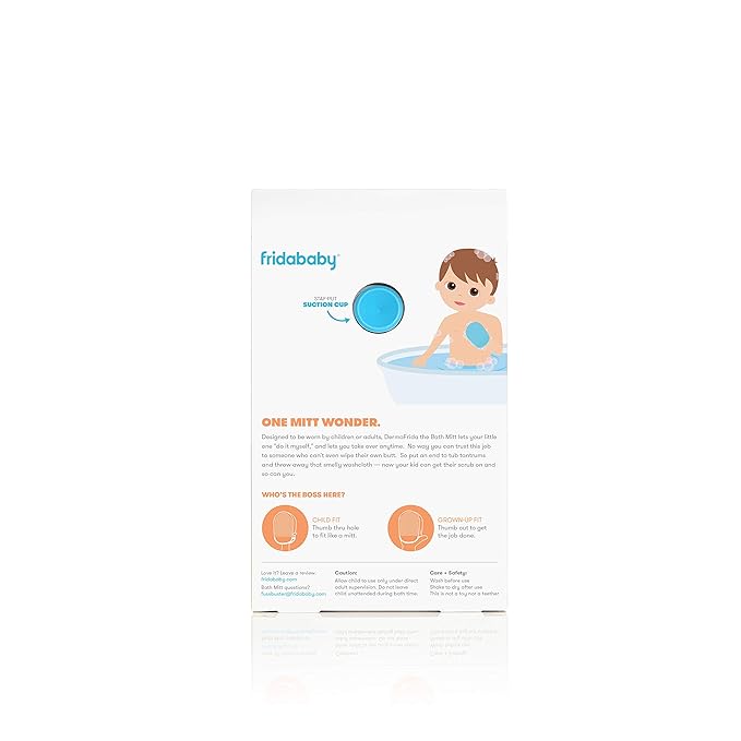 Frida Baby DermaFrida the Bath Mitt | Toddler Quick-Dry Body Bath Brush, Silicone, Replacement to Kid's Washcloth | Fits Both Parent or Child for Early Stage Development