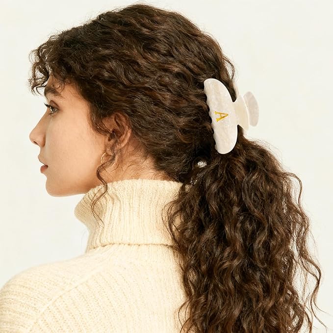 Gifts for Women,Gifts for Coworkers Bride Hair Claw Clips Acrylic Initial Hair Clips | Large Hair Claw for Girls - Teen Girl Cute Trendy Stuff - Gold,G