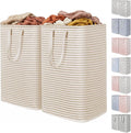 Lifewit 2 Pack Laundry Basket 80L Each, Collapsible Clothes Hamper with Reinforced Handles, Freestanding Waterproof Design for Bedroom and Laundry Room, Beige 160L Total