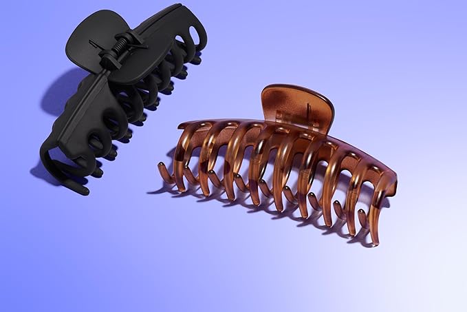 Gimme Beauty Thick Hair Claw Clips - Durable, No-Slip Design for Curly & Textured Hair - Made from Strong & Break-Resistant Recycled Plastic - Black & Tortoise