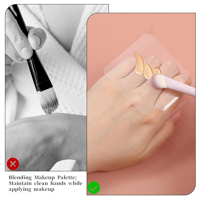 Hand Makeup Mixing Palette, Acrylic Foundation Mixing Tray, Clear Handheld Nail Art Manicure Palette Eyeshadow Cosmetic Tray for Makeup Blending
